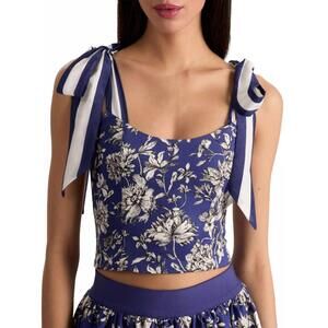 NEW ALICE + OLIVIA blanca top in blooming wild indigo